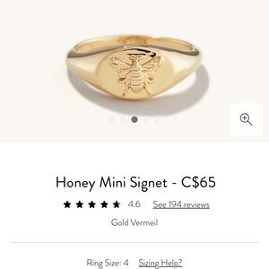 Mejuri Honey Signet Ring Gold Vermeil Size 4 NWT